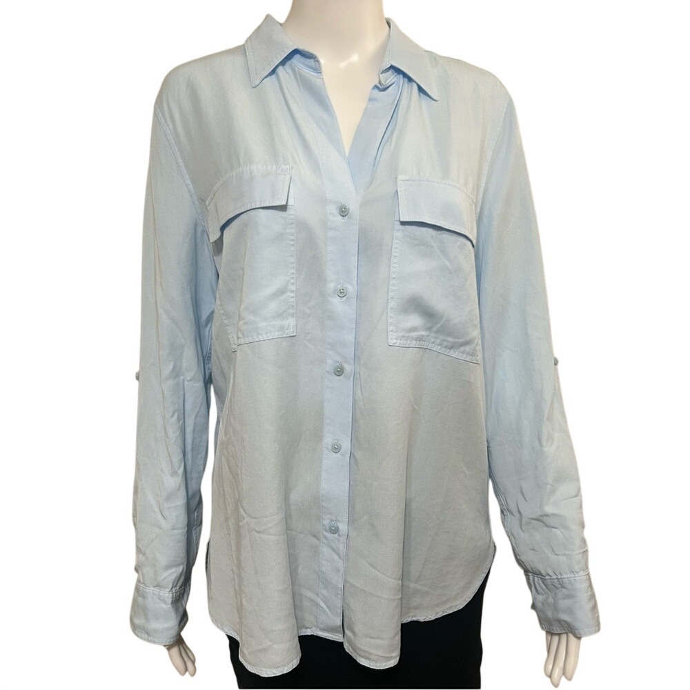 Babaton Light Blue Utility Long Sleeve button-up blouse Top Size Small